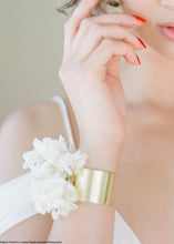 Load image into Gallery viewer, Gold Brass Cuff Corsage Bracelet - 1&quot; Wide
