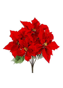 Indoor/Outdoor Waterproof Fake Poinsettia Bush in Red