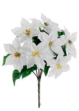 Load image into Gallery viewer, Artificial Indoor/Outdoor Water Resistant Poinsettia Bush in White - 15&quot; Tall
