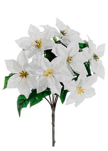 Artificial Indoor/Outdoor Water Resistant Poinsettia Bush in White - 15" Tall
