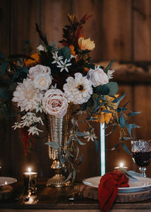 Distressed Gold Metal Fluted Vase