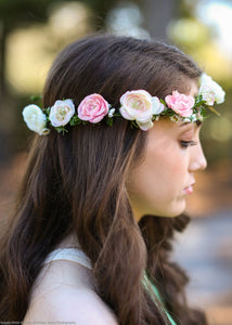 Mini Silk Ranunculus Bush in Pink Ivory - 10"