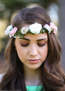 Mini Silk Ranunculus Bush in Pink Ivory - 10"