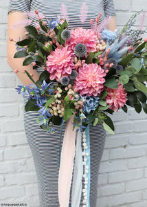 Dried Floral Coastal Echinops Globe Thistle in Blue Green