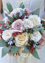 Load image into Gallery viewer, Cream Garden Cabbage Head Rose Faux Flower Spray - 29&quot; Tall
