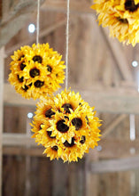 Load image into Gallery viewer, Artificial Sunflower Kissing Ball in Yellow - 7&quot;
