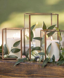 Copper Metal & Glass Votive Holder