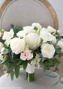 Artificial King Protea Spray in Cream White