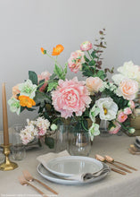 Load image into Gallery viewer, Artificial English Cabbage Rose in Pastel Peach Pink - 20.5&quot; Tall
